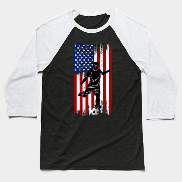 American Flag Soccer Apparel Soccer Baseball T-Shirt by binnacleenta